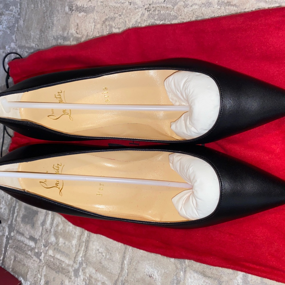 Christian Loubotin Matte Black Kitten Heel